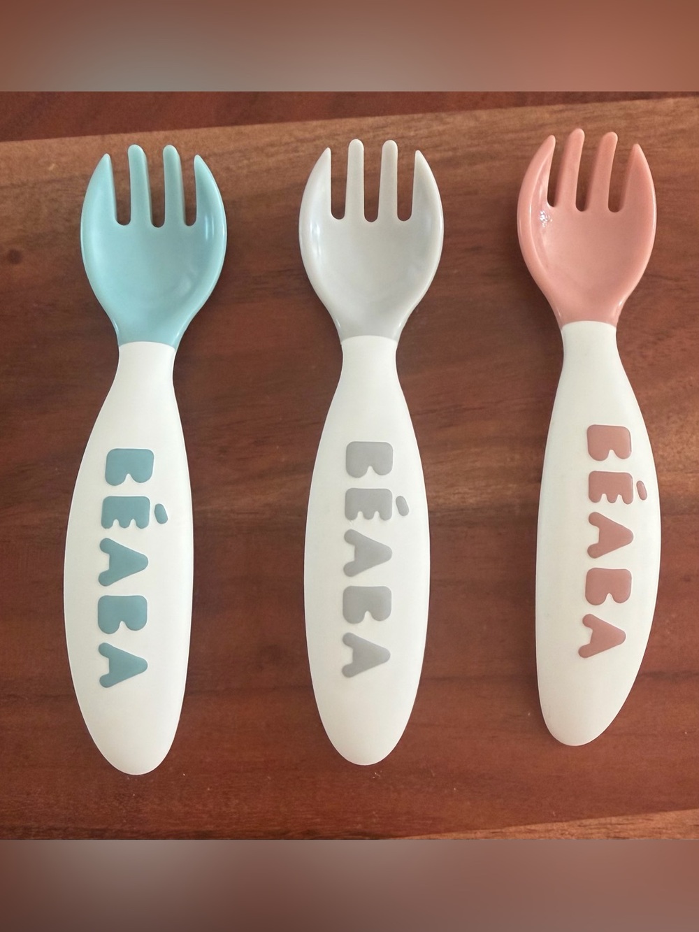 Beaba Baby Feeding Spork Set - Mint, Gray, Blush
